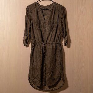 CLEARANCE PrAna Charcoal Gray Roll-Tab Sleeve Utility Shirt Dress – Size S